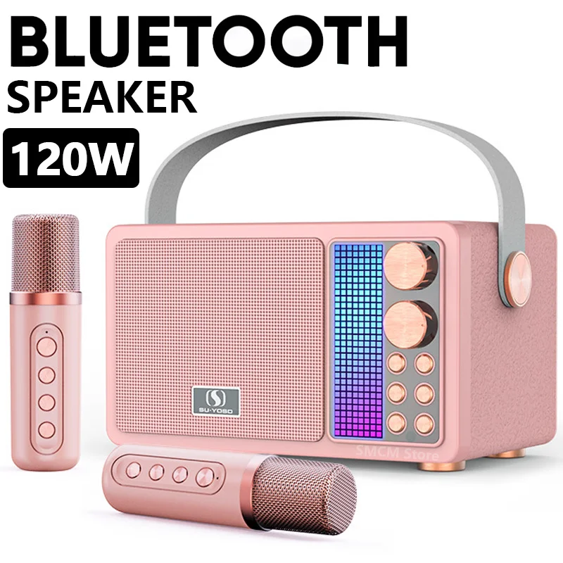 

120W High Power RGB Pickup Rhythm Light Wireless Portable Microphone Bluetooth Speaker Sound Family Karaoke TF Subwoofer Ys-603