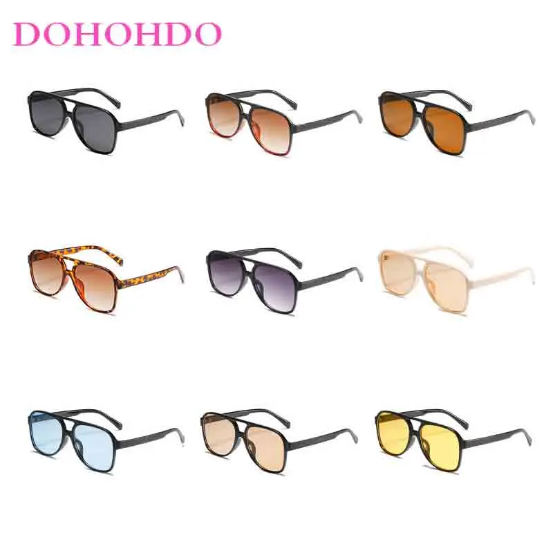 Vintage Square Sunglasses For Women Men Retro Brand Big Frame Pilot Sun Glasses Female Driving Goggles UV400 Lentes De Sol Mujer