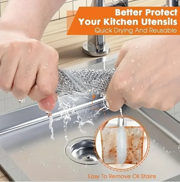10pcs Silver Rag Single and Double Side Kitchen Cleaning Cloth Instead of Steel Ball Rag Cleaning Cloth
