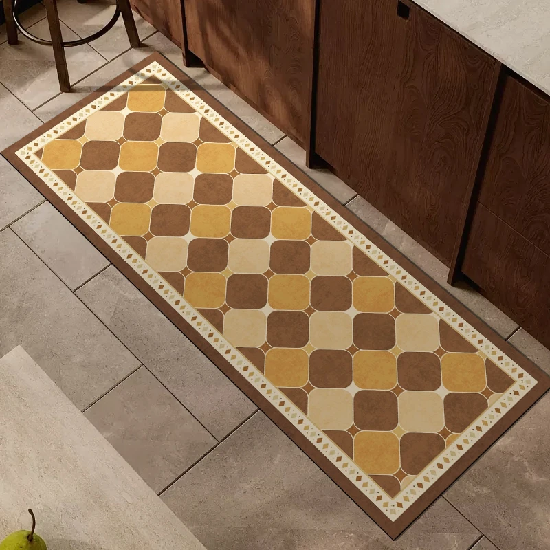 Kitchen Floor Mat Diatom Mud Absorbent Non-slip Rug Diamond Pattern Long Carpet American Style Home Decor Alfombra De Cocina