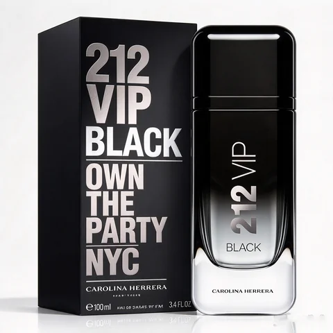 Carolina Herrera 212 VIP Black Men's EDP, 3.4 fl oz/100ml, 1 Bottle, Absinthe Black Leather Vanilla Musk Long Lasting Cologne, Birthday Gift for Him, Fall, Halloween, Thanksgiving, Black Friday, Christmas, New Year Holiday Gift