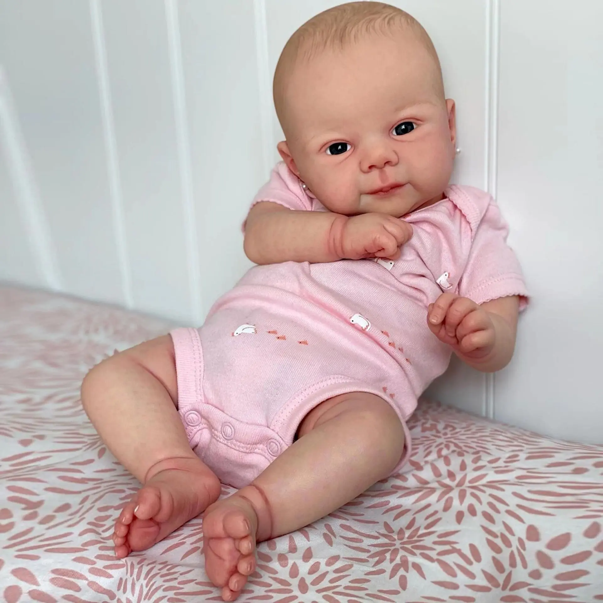 New 50CM Newborn Baby Doll Reborn Awake Soft Silicone Flexible 3D Skin Tone with Visible Veins Hand Paint Hair Doll Family Gift