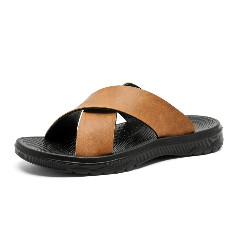 

Men's Slippers Indoor Outdoor Sandals Beach Leather Comfortable Slides Men Casual Shoes Flip-flops Outdoor Sandals Big Size 47