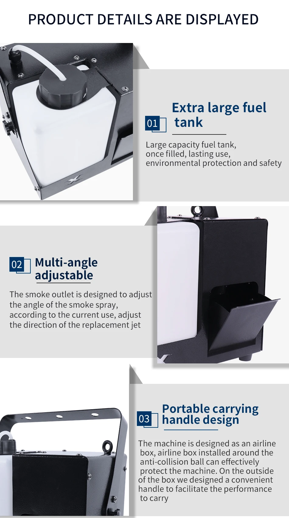 Bühnen-Rauchmaschine 500W 1,5L Großer Kraftstofftank Professionelle DJ Disco Hochzeit Weihnachtsfeier Requisiten – Detail 3