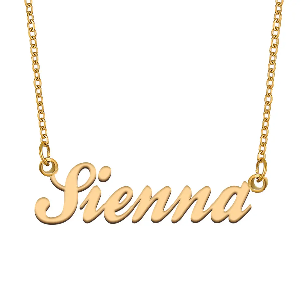 

Женское Ожерелье с именем Sienna, ювелирные изделия из нержавеющей стали с золотым покрытием, аксессуары для женщин, подарок матери, девушке