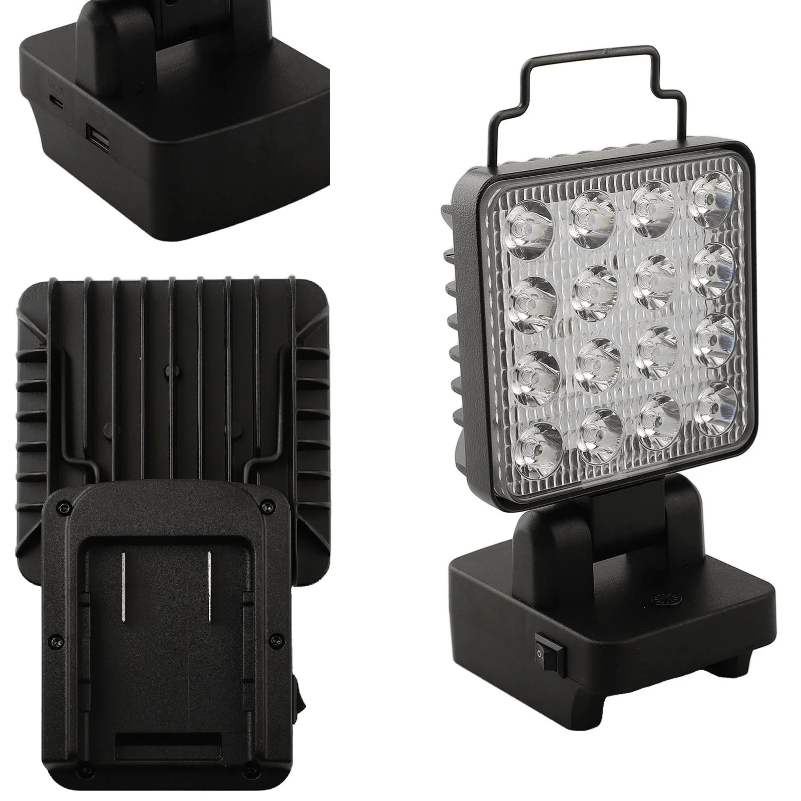 Linterna LED Luz de trabajo para Worx WA3593 WA3595 WA3401 Serie Operación de doble interruptor con cabezal flexible y gancho
