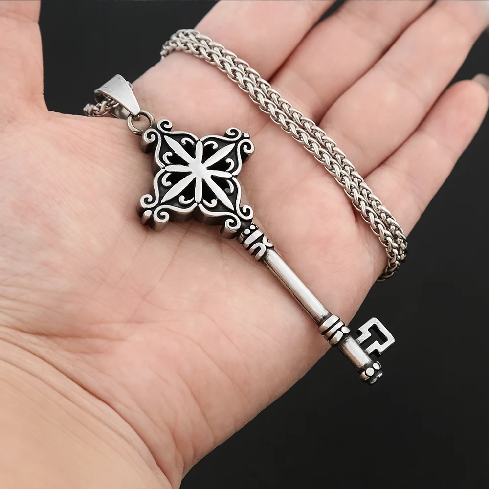 Vintage Punk 316L Stainless Steel Keys Pendant Necklaces For Men Women Hip Hop Biker Male Jewelry Gifts Dropshipping