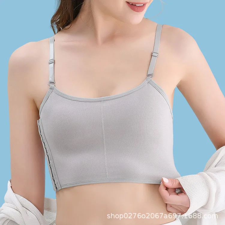 Short Chest Breast Binder Trans with Bra Straps Tops Breast Flat Bra Les Lesbian Breathable Buckle S-3Xl Sleeveless Top 2024 New