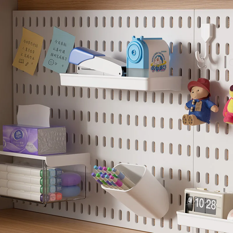 DIY Combination Pegboard Wall Organizer Modular Storage Panel with Hooks and Shelves for Home