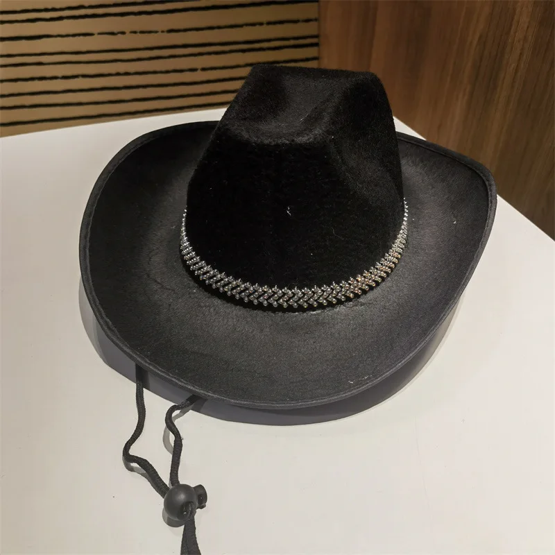 Cowboy Kalap flitteres Rózsi Western Koronáz Farmervászon Vedlett Gyémánt Toll hotsale Elárusítónő Meredekség Bojt Új Fedora Core Kalap