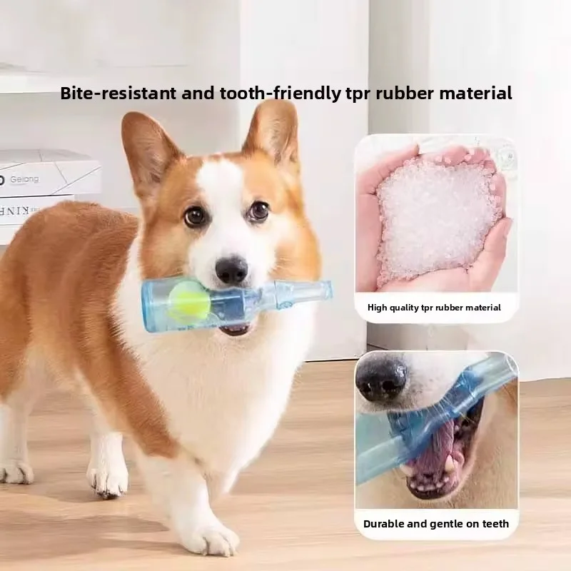 Squeaky Silicone Beer Bottle Dog Chew Toy With Tennis Ball Bite Resistant Puppy Teeth Cleaning Toy Interactive Play Toy For Dogs
