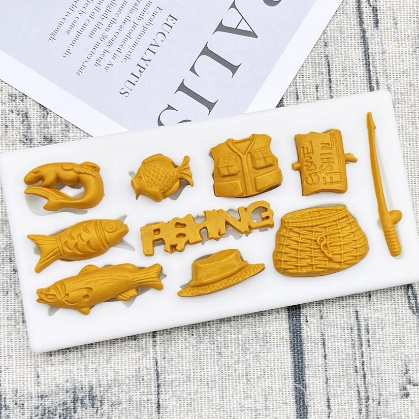 Fishing Game Silicone Sugarcraft Mold Resin Tools Cupcake Baking Mould Fondant Cake Decorating Tools