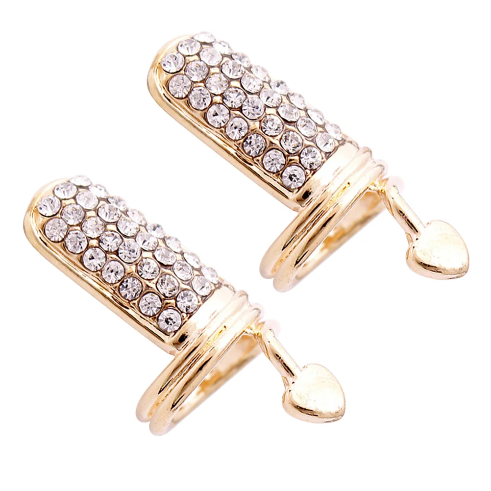 2 Pcs Nail Rhinestones Finger Rings Knuckle Fingernail for Women Decoration Miss