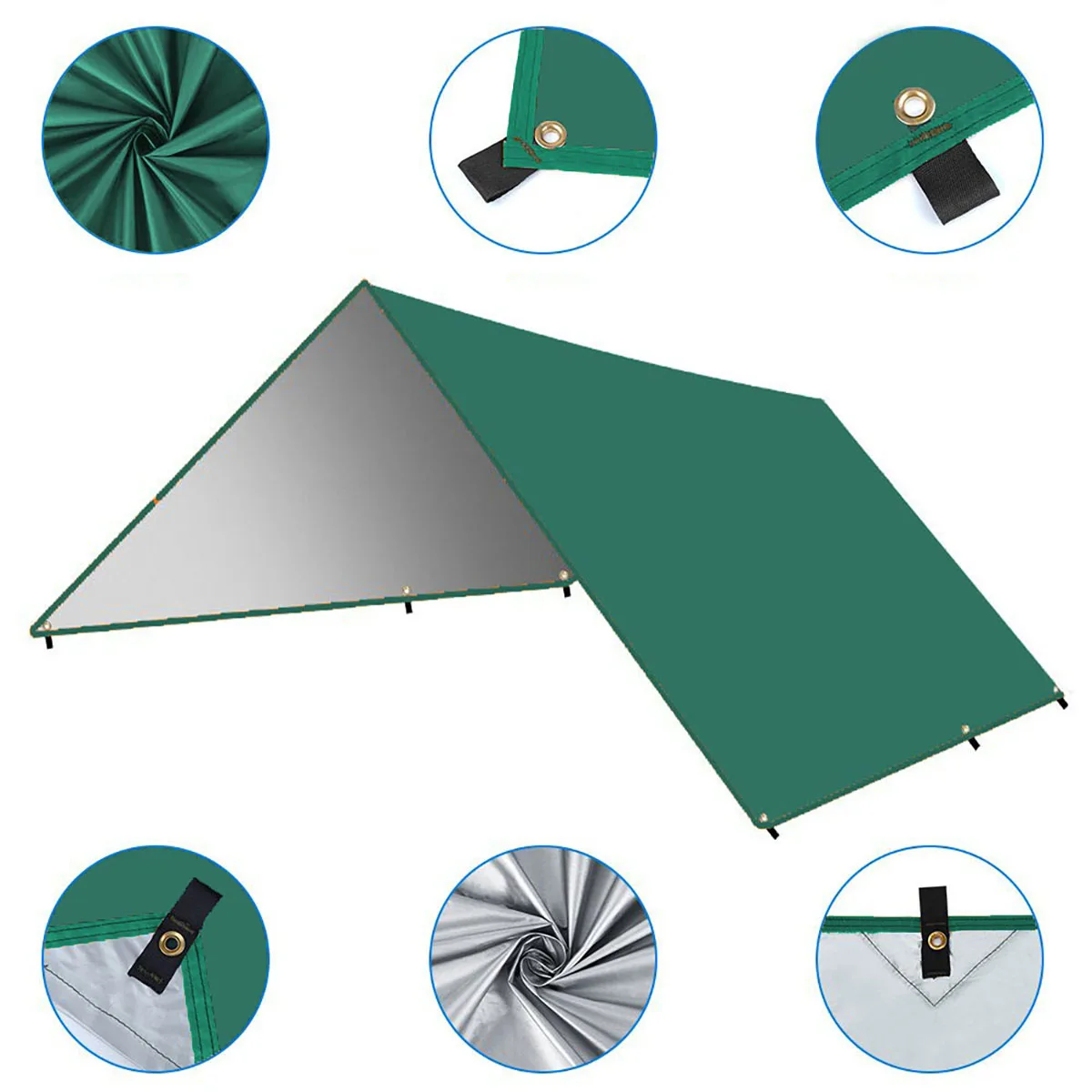 Outdoor Camping Tarp, Camping Tarpaulin Awning, Lightweight UV Resistant and PU 3000mm Waterproof Rainproof Tarpaulin Shelter