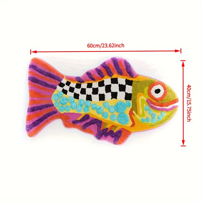VIKAMA Bunter Fischteppich, kreativer Fußmatten-Teppich für Schlafzimmer, Wohnzimmer, rutschfest, dick, saugfähig, Badezimmerteppich, Zuhause