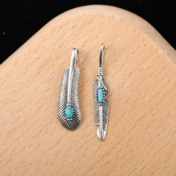 Feathers Jewelry Unisex Charms Indian Style 925 Sterling Silver Goro Takahashi Pendant Vintage Blue Turquoise Fine Accessories
