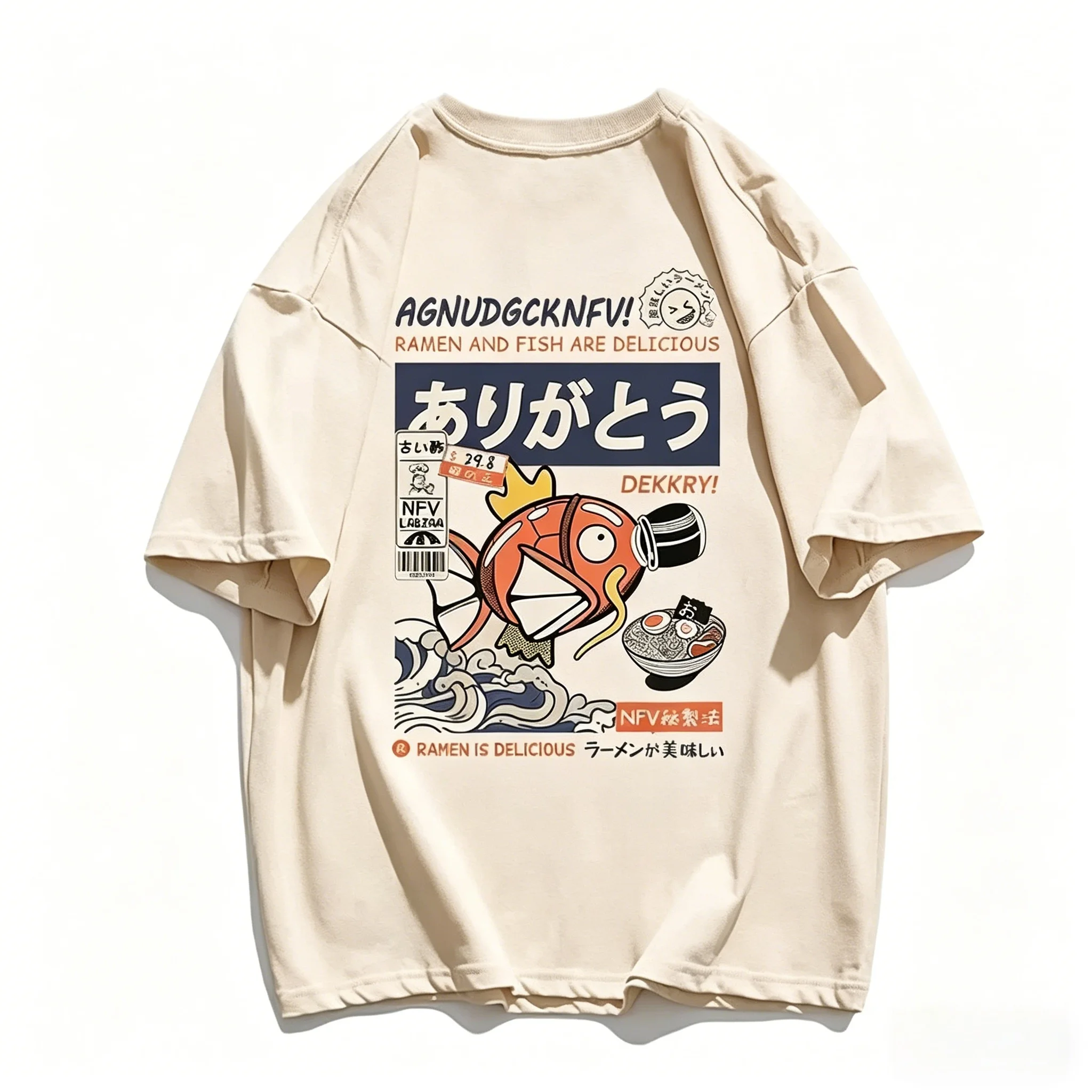 

Unisex Premium 100% Cotton Pokemon Magikarp Tee Loose Fit Breathable Casual Short Sleeve Summer Top for Parent-Child