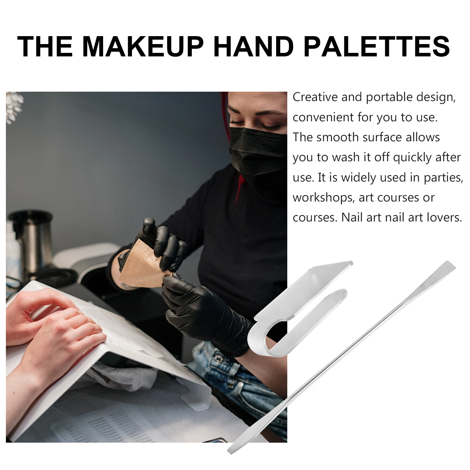

2pcs Transparent Acrylic Makeup Handheld Ergonomic Portable Mixing Tool Custom Foundation Lipstick Color
