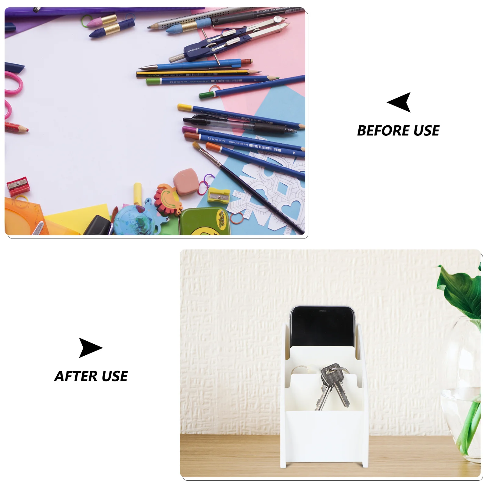 البلاستيك الأبيض منظم سطح المكتب حقيبة للتخزين لمكتب المنزل مكتب التحكم عن بعد الهاتف القرطاسية حامل سطح المكتب حقيبة للتخزين