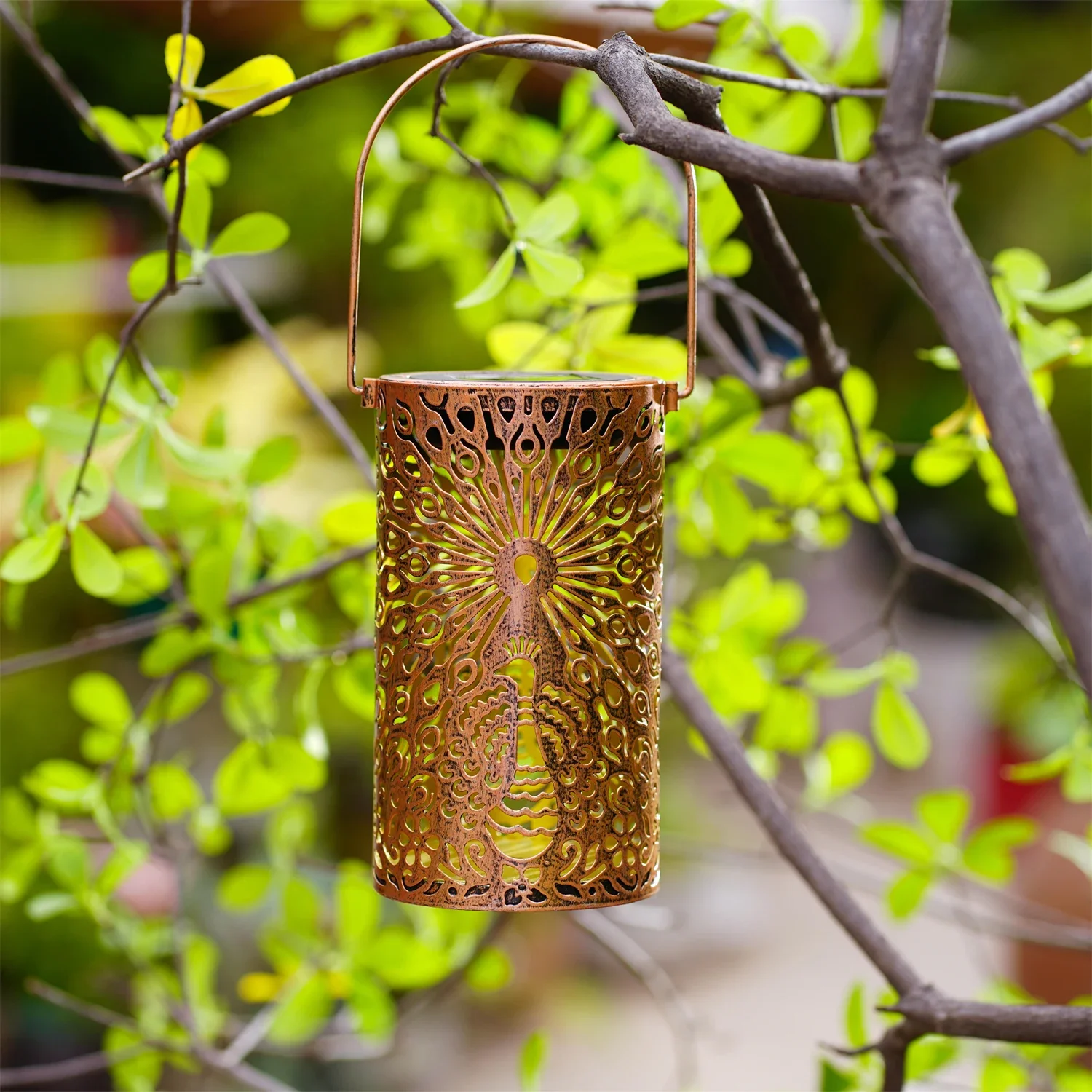 1PC Peacock Peony Solar Lantern Outdoor, Flower Garden Light with Auto On/Off, Waterproof Solar Powered for Yard/Patio Decor