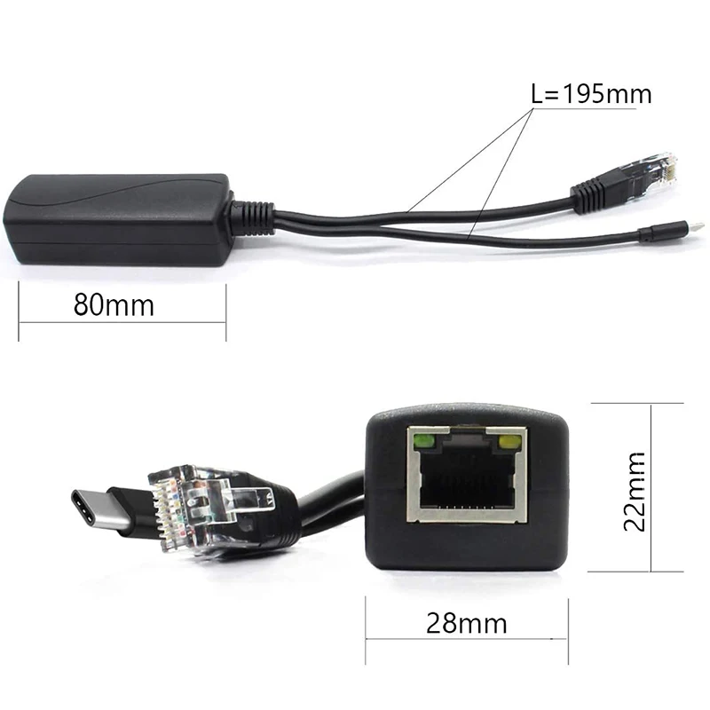 

L68A2-Pack 5 В Gigabit PoE Splitter, USB Type C, адаптер 48–5 В, 2,4 А, совместимость с IEEE 802.3Af