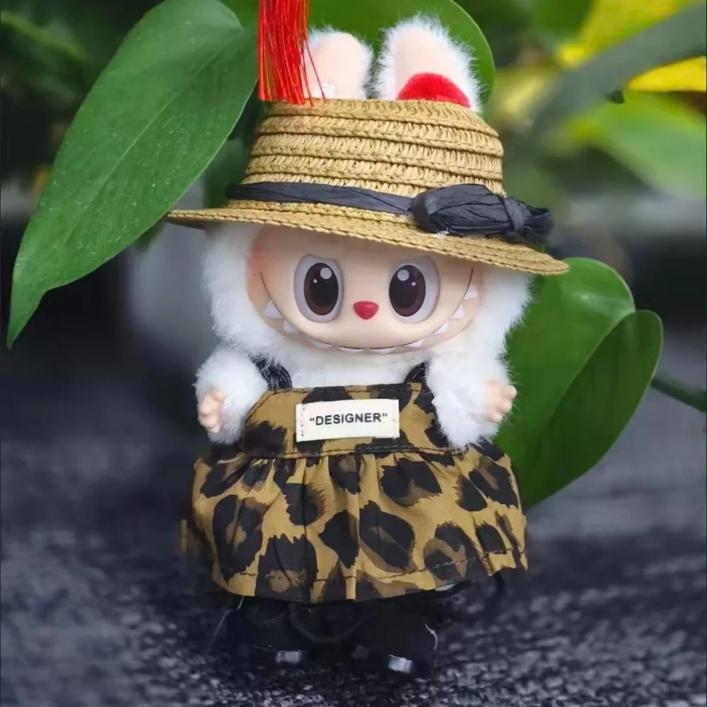 Acessórios de roupas de boneca para bonecas labubu de 17cm, pijama adorável com máscara para os olhos, brinquedo de algodão de pelúcia para estrela da coreia kpop exo