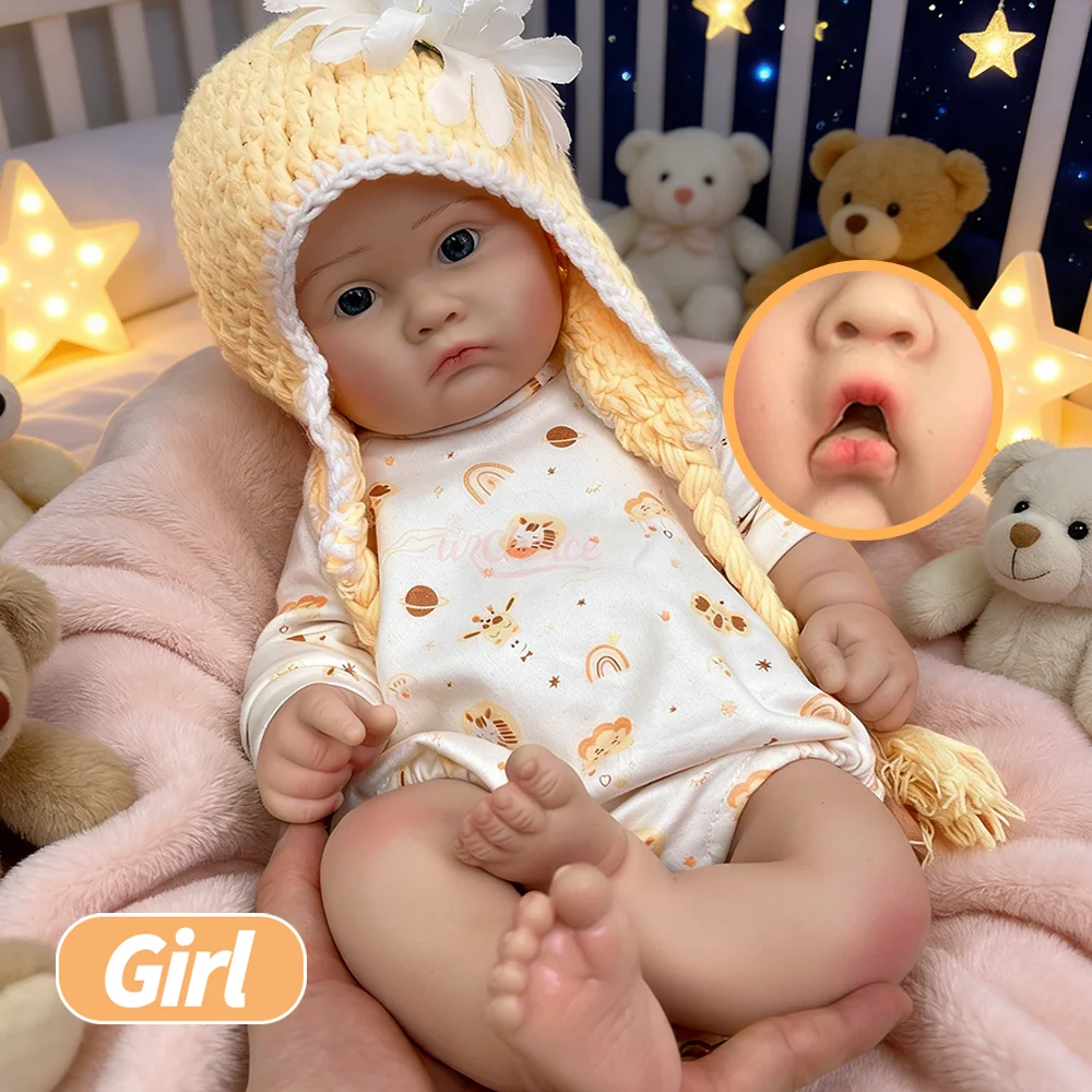 

18" Weighted Full Body Silicone Reborn Bebe Girl Soft Touch Realistic Newborn Doll For Emotional Support Therapeutic Cuddle Doll