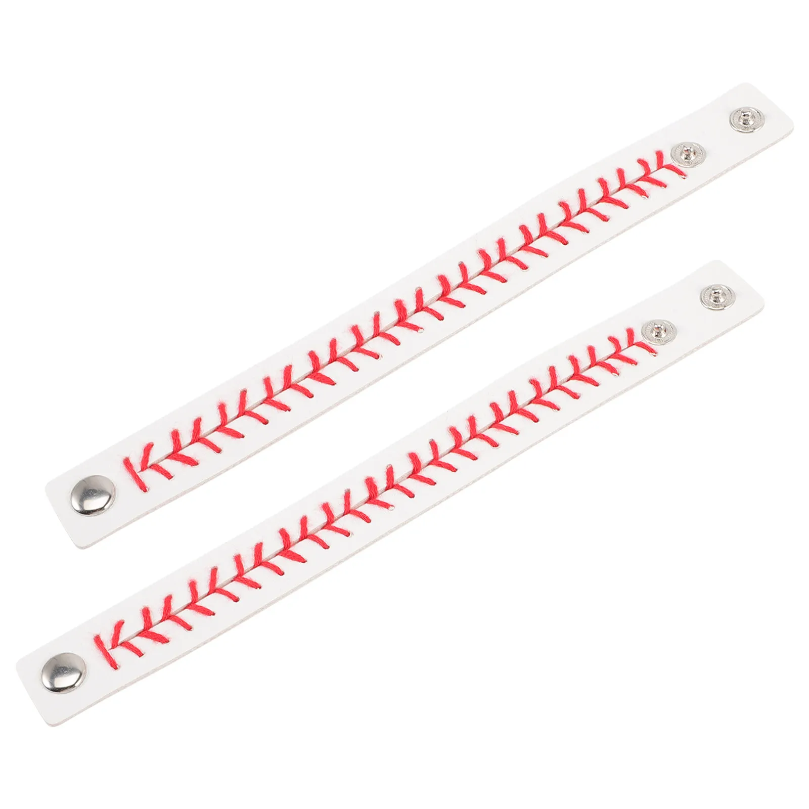 

2Pcs PU Bracelet Woven Braided Snap Baseball Sports Wristband Unisex Stylish Gift Jewelry for Men Women