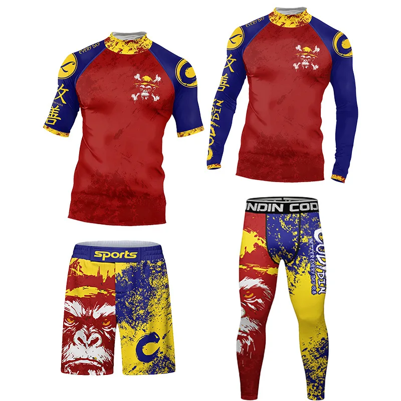 

Men's Compression Tracksuit MMA BJJ Rashguard Boxing Basketball Jersey Workout Fitness Gym Clothing Training Running Sportswear