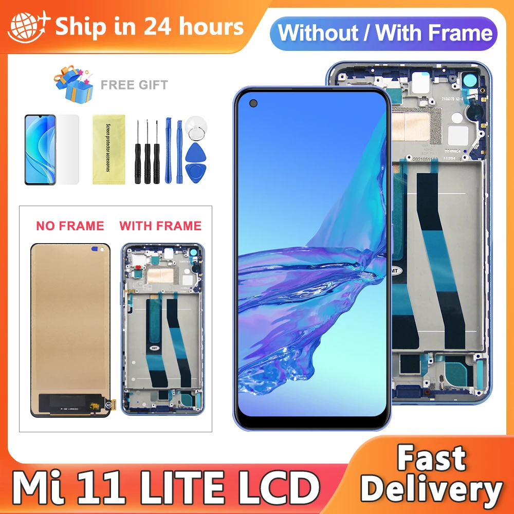 TFT For Xiaomi Mi 11 Lite LCD Display Touch Screen Digitizer Assembly for Xiaomi Mi 11 Lite 5G M2101K9G Screen Replacement