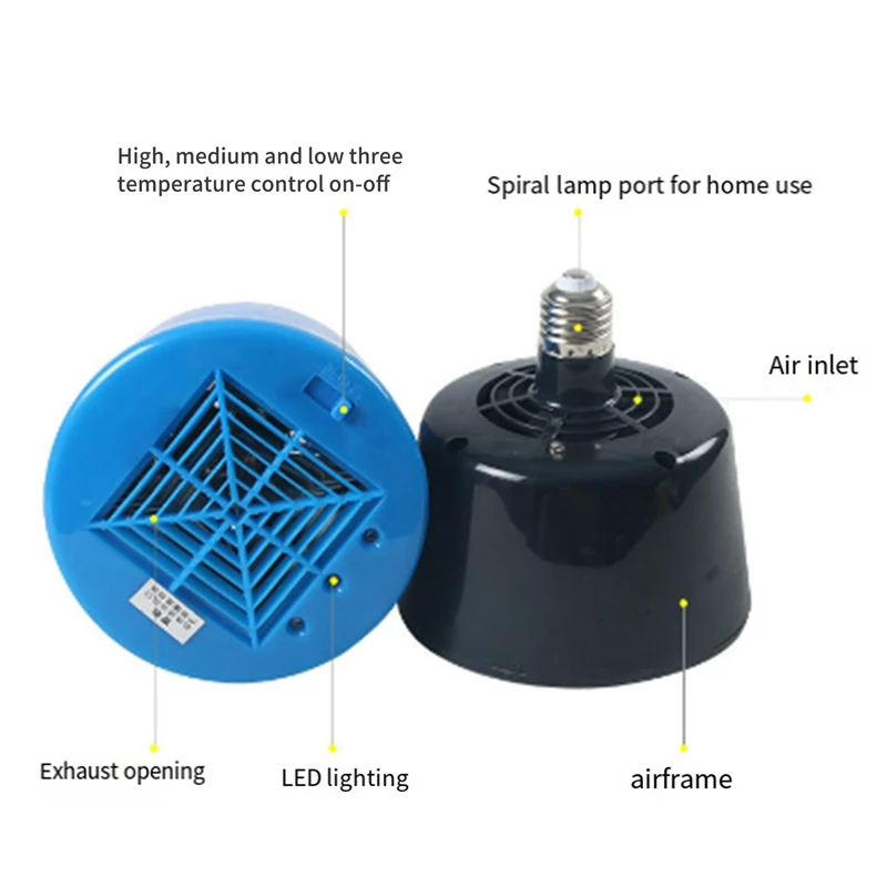 1 PCS Heating Lamp Warm Air Lamp Reptile Insulation Lamp Smart Constant Temperature For Pets Brooding (Black)