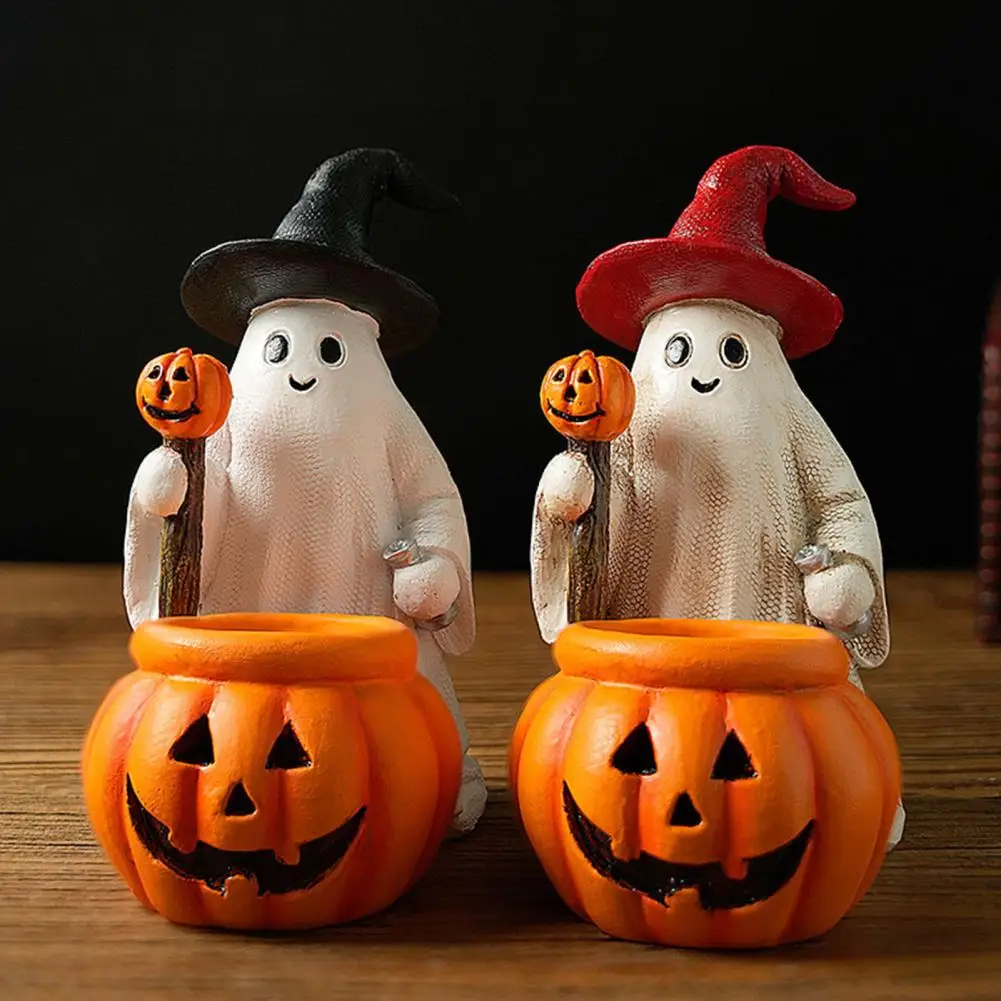 

Cute Halloween Decor Ghost Pumpkin Decoration Spooky Halloween Ghost Statue Table Decorations for Home Party Dining Resin