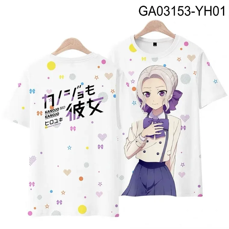 Kanojo mo kanojo 3d impressão camiseta verão moda em torno do pescoço manga curta beliebte anime japonês streetwear plus größe