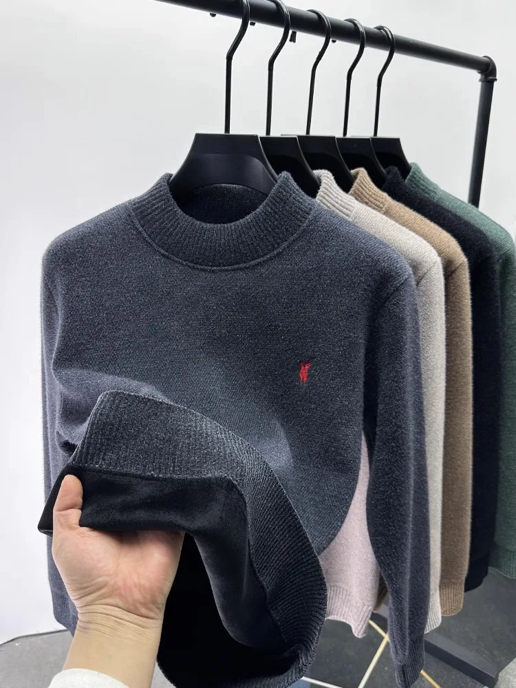 الراقية مصمم سترة جديدة للرجال أزياء العلامة التجارية الكلاسيكية بول التطريز الفاخرة الشتاء أفخم سميكة الدافئة جولة الرقبة متماسكة pullove