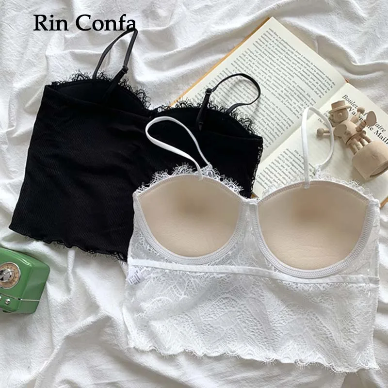 

Rin Confa Summer Sexy Lace Crop Top Women Y2K Tank Top Wireless Bralette Breathable Camisole Streetwear Solid Color Clothing