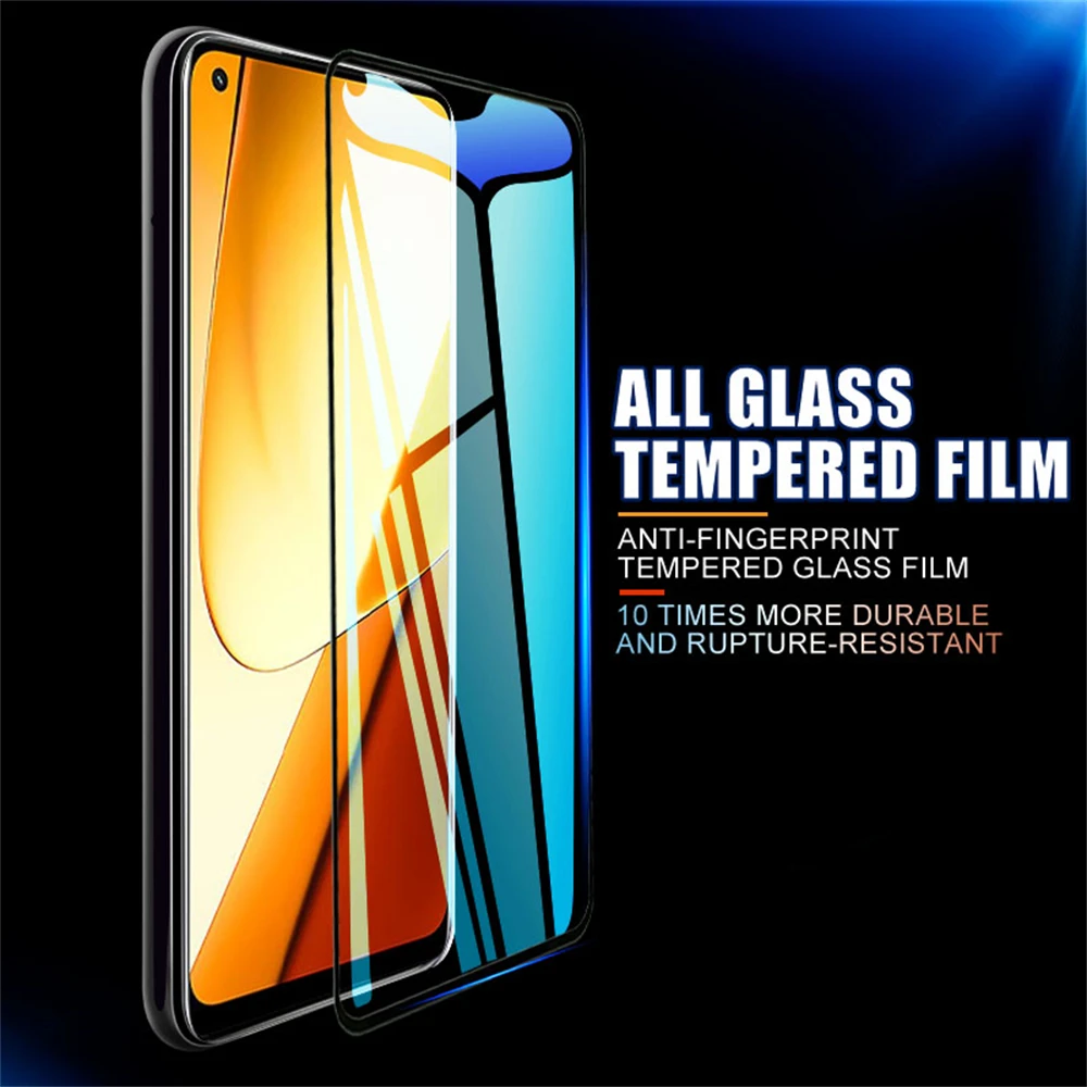 4Pcs Full Tempered Glass For OPPO Realme 11 10 9 8 Pro Screen Protector C20 C21 C25 C30 C31 C33 C35 C51 C53 C55 Protective Film