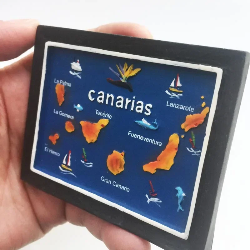Spain Fridge Magnets 3d Frame Map of The Canary Islands Gran Canaria Tourist Souvenir Crafts Magnetic Refrigerator Stickers