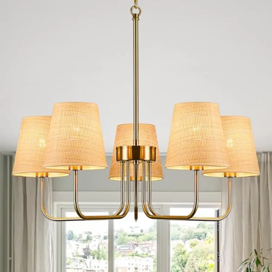 

Chandelier, Farmhouse Chandeliers for Dining Room ing Fixtures with Fabric Shade, Kitchen, Hallway, Living Room, Foyer, Bedroom