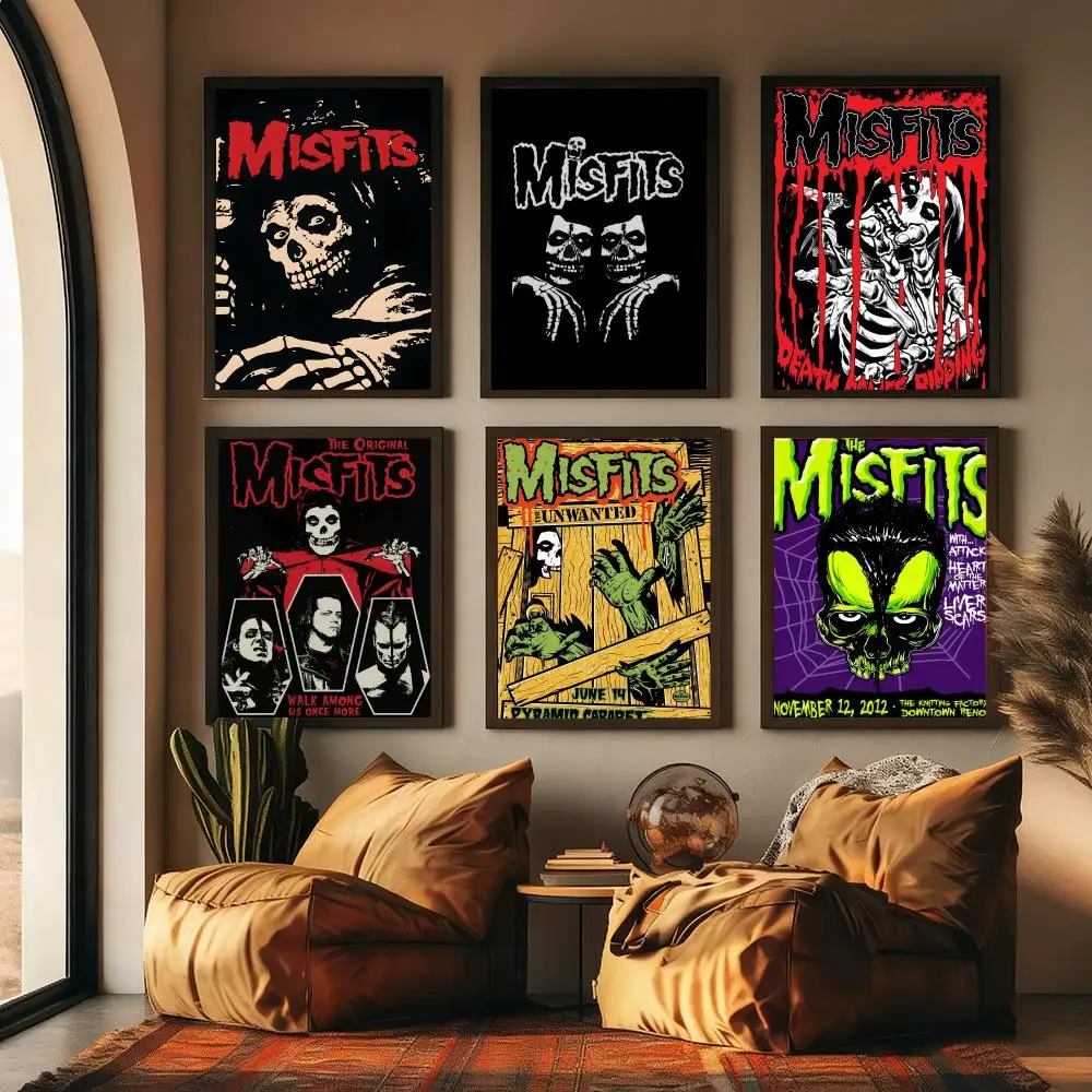 Band M-misfits Painting Calligraphy High-Quality Cotton Canvas Poster Wall Art for Living Room Modern Coffee House Decor