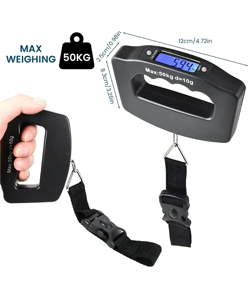 Picture 3: 50kg Digital Luggage Scale Portable Suitcase Scale Handheld Electronic Scales Backlight Digital Display Travel Accessories
