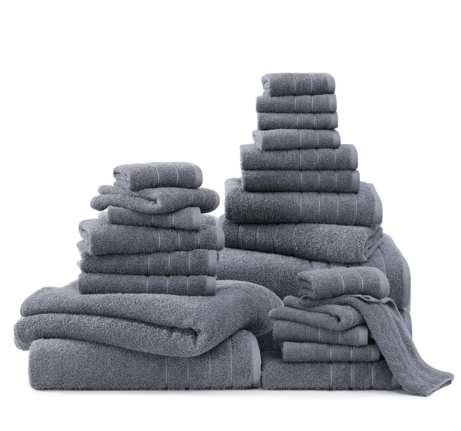 24 Piece 100% Cotton Towels Set, 2 Bath Sheets, 2 Large Bath Towels(30