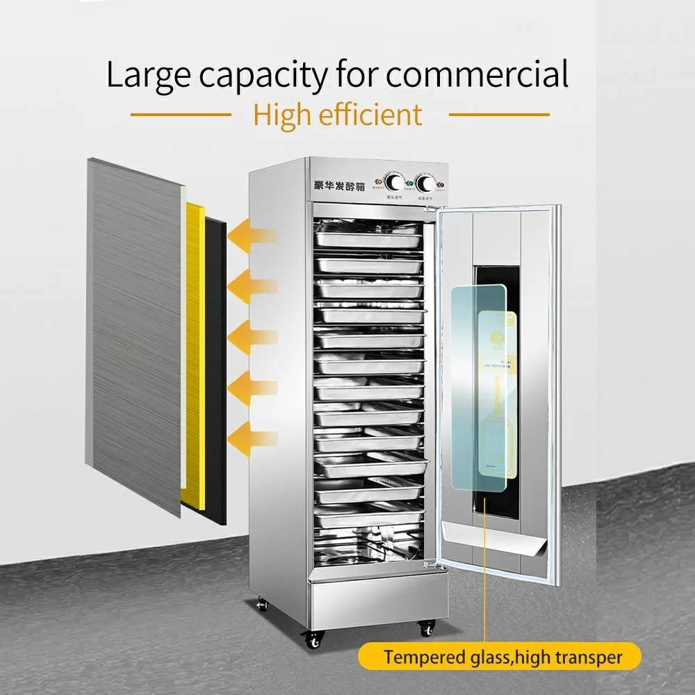 Electric Dough Proofer Machine Stainless Steel Single Door 6 Trays Adjustable Thermostat Steamer Basket Water Heating