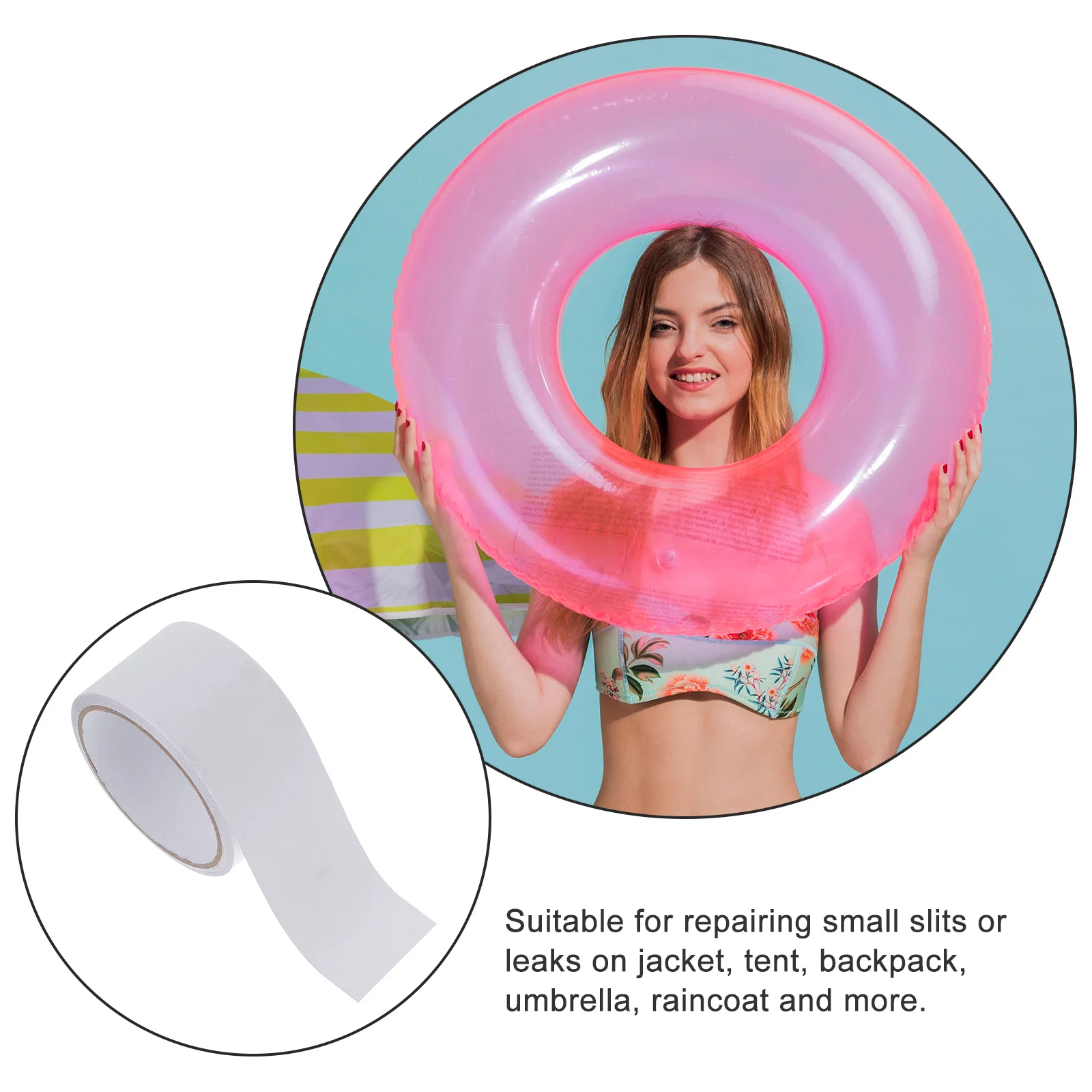 1 rolo de remendo de reparo de anel de natação, material pe, à prova d'água, resistente ao calor e frio para piscina inflável, barco, kit de reparo de capa de chuva