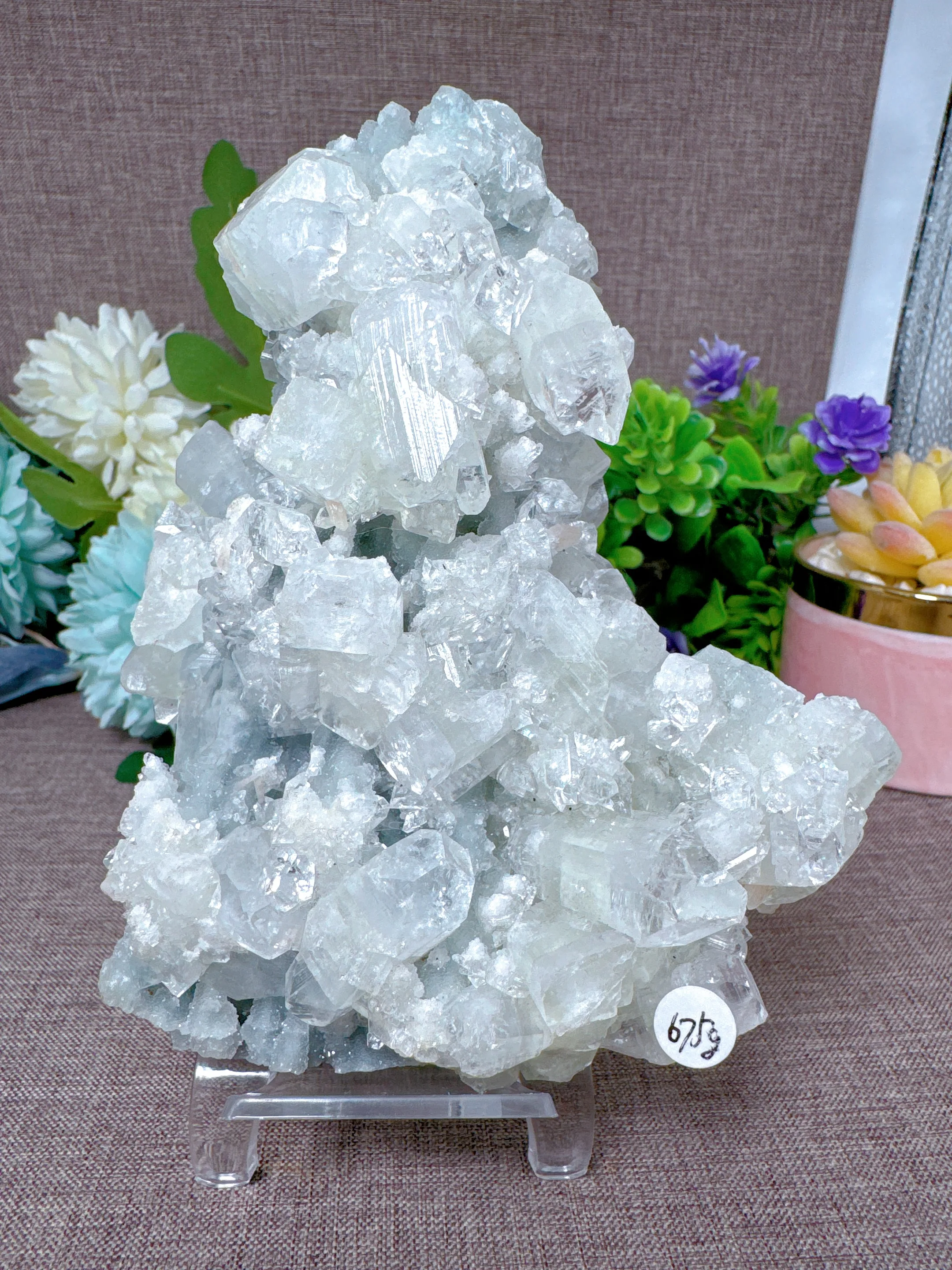 Natural Apophyllite Crystal Specimen Apophyllite Cluster Apophyllite And Calcite Together Home DecorNatural Healing Crystal