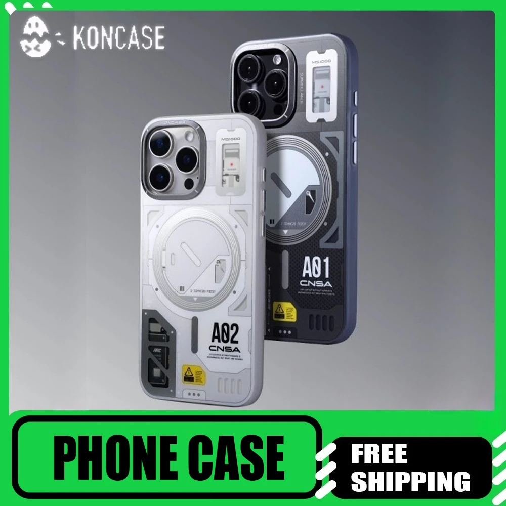 

KONCASE Phone Case Anti-Drop TPU Metal Lens Ring Aluminum Alloy Key Magnetic Charging Phone Cover iPhone 16 Pro Max Custom Gifts