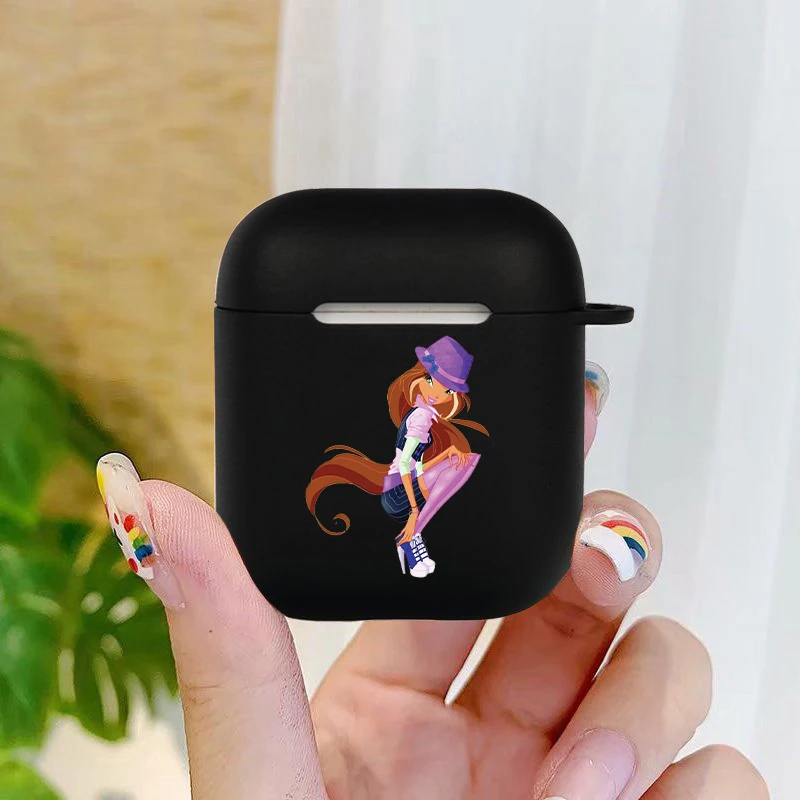 Cute Girl Winx catoon Clubs Soft silicone TPU Case For AirPods Pro2 1 2 3 Black Silicone Wireless Bluetooth Earphone Box Cover