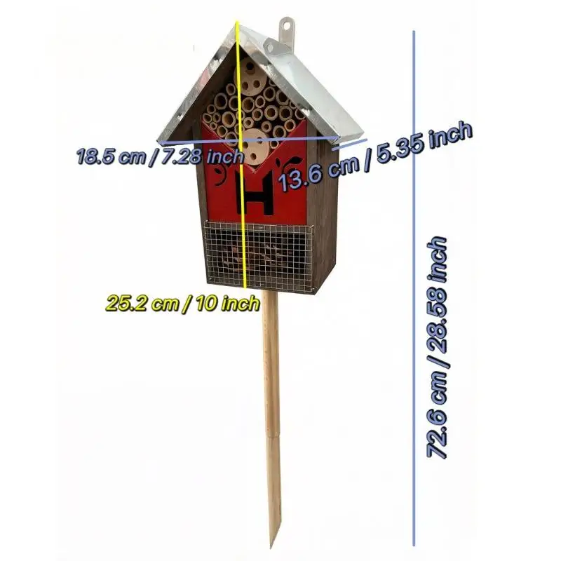 FSC Wooden Insect Hotel, Bee and Ladybug Insect Lodge, Pollinator Bug House for Garden & Yard Decoration