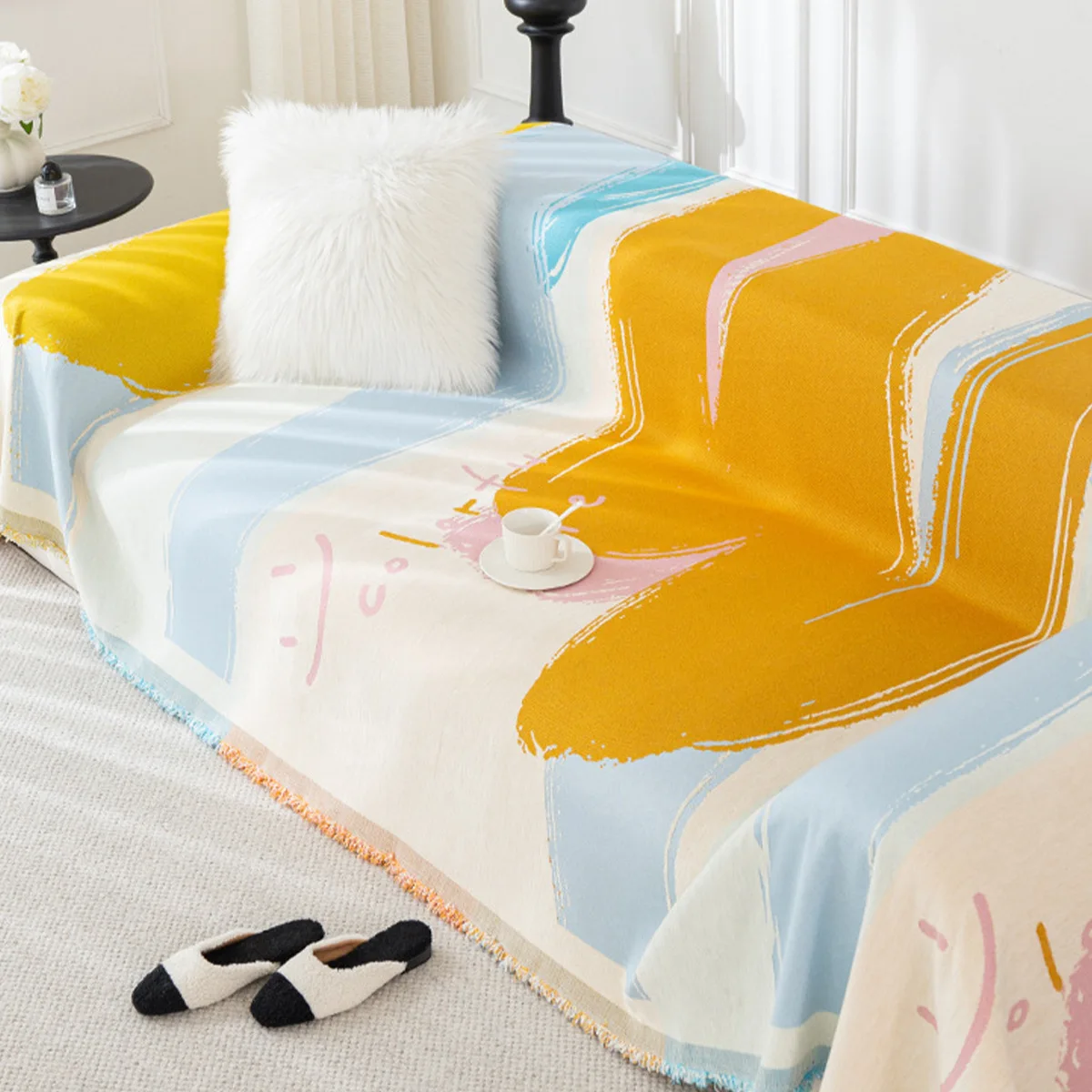 

Soft Chenille Colorful Couch Cover for Living Room Luxury Embroidery Sofa Cover Modern Simple Universal Non-slip Sofa Towel