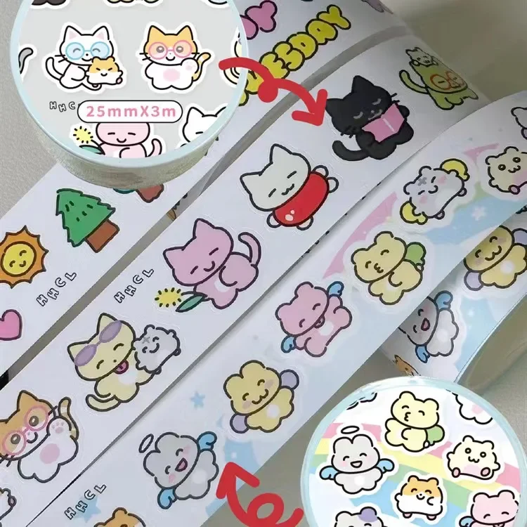 1Pcs Lovely Ins Cartoon Washi Tape Stationery Stickers Decoration Adhesive Masking Tape Korean School Supplies Diary Tape gift image 3