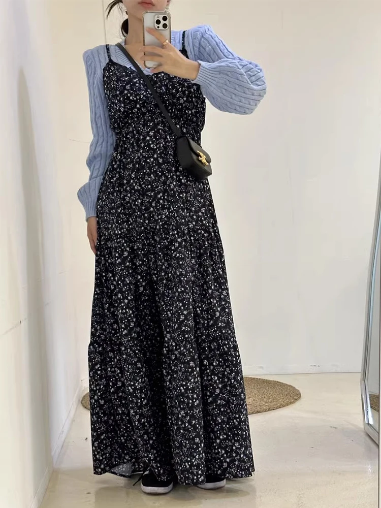 Ele Frühling Vintage Spitze Trim V-ausschnitt Abnehmen Lange Floral Off-ulder Dr frauen Pendeln Sle Gedruckt Chiffon Maxi Dr